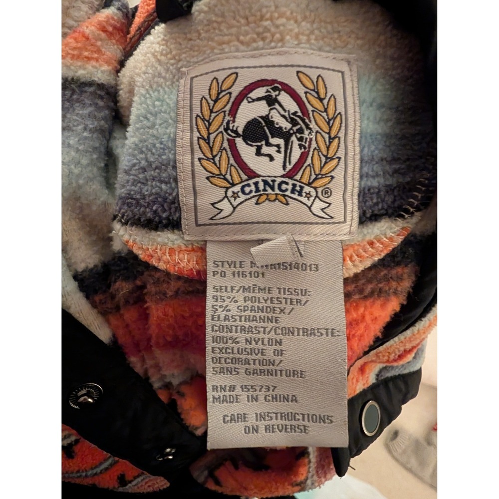 Cinch Men's Aztec Fleece Pullover Multi Color Southwestern Snap Mock Neck- S - Picture 4 of 7
